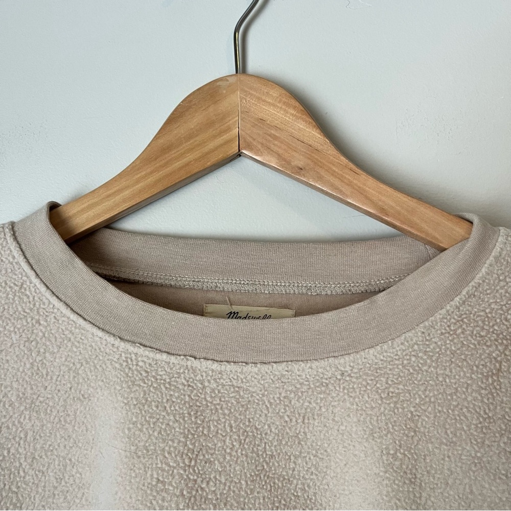 Madewell Beige Button-Accent Sweater Teddy Bear Style fluffy lightweight large - Picture 5 of 6